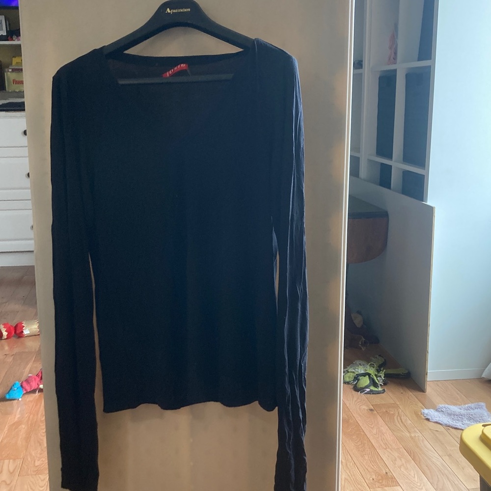 Women's Long Sleeve Square Neck Tee - Black